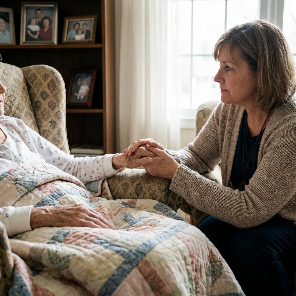 Caregiver helping elderly person